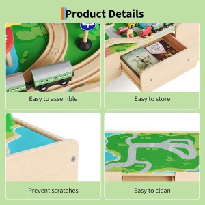 84Pcs/set Wooden Train Table Playset - Thumbnail Image 4