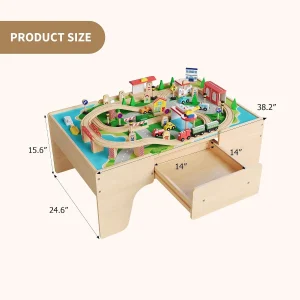 84Pcs/set Wooden Train Table Playset - Thumbnail Image 5