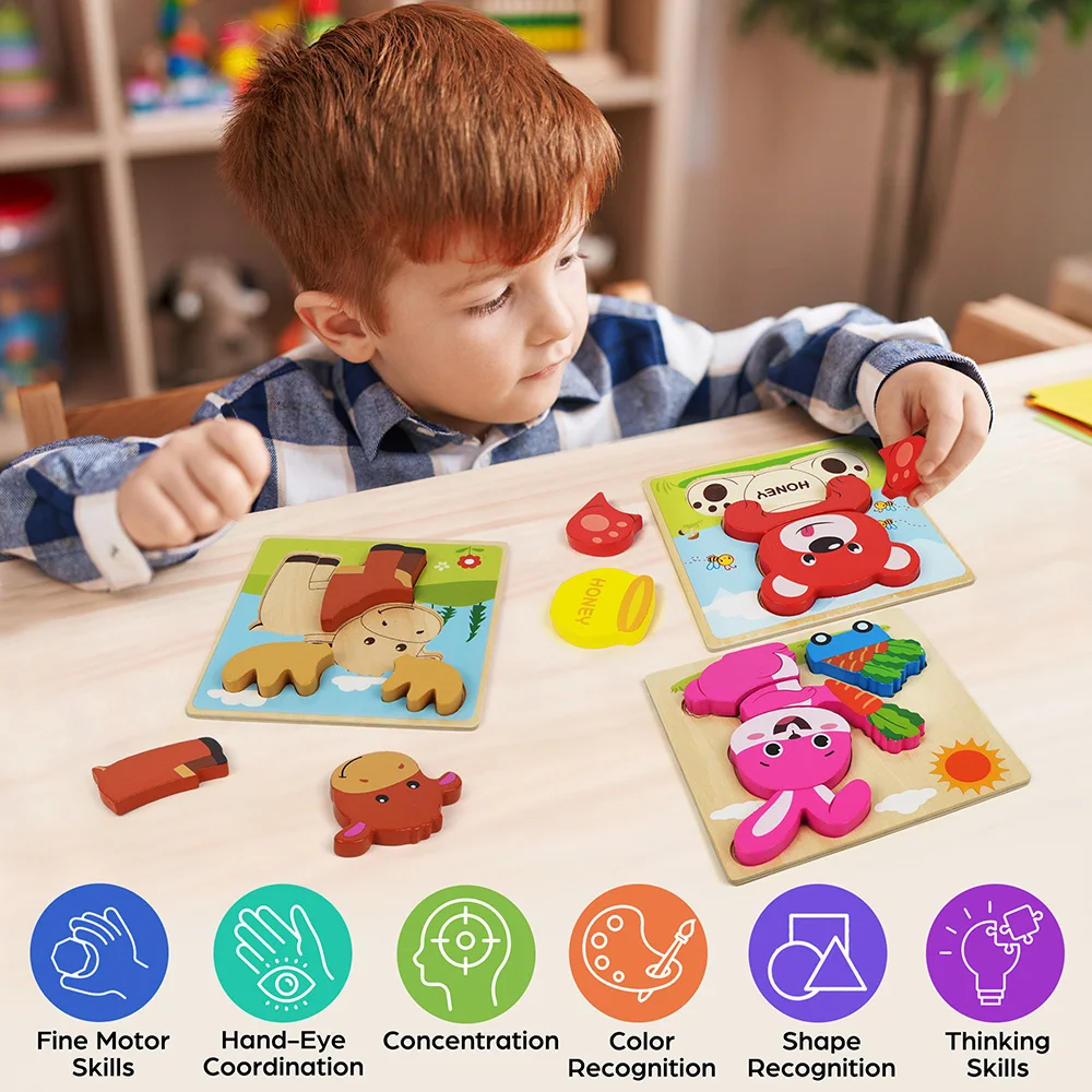8 Pack Animal Wooden Puzzles - Image 4
