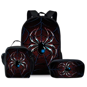 Spider Pattern Three Piece Set Backpack