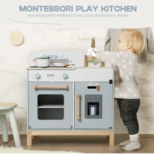 Wooden Kids Kitchen Playset with Sound Light - Thumbnail Image 2