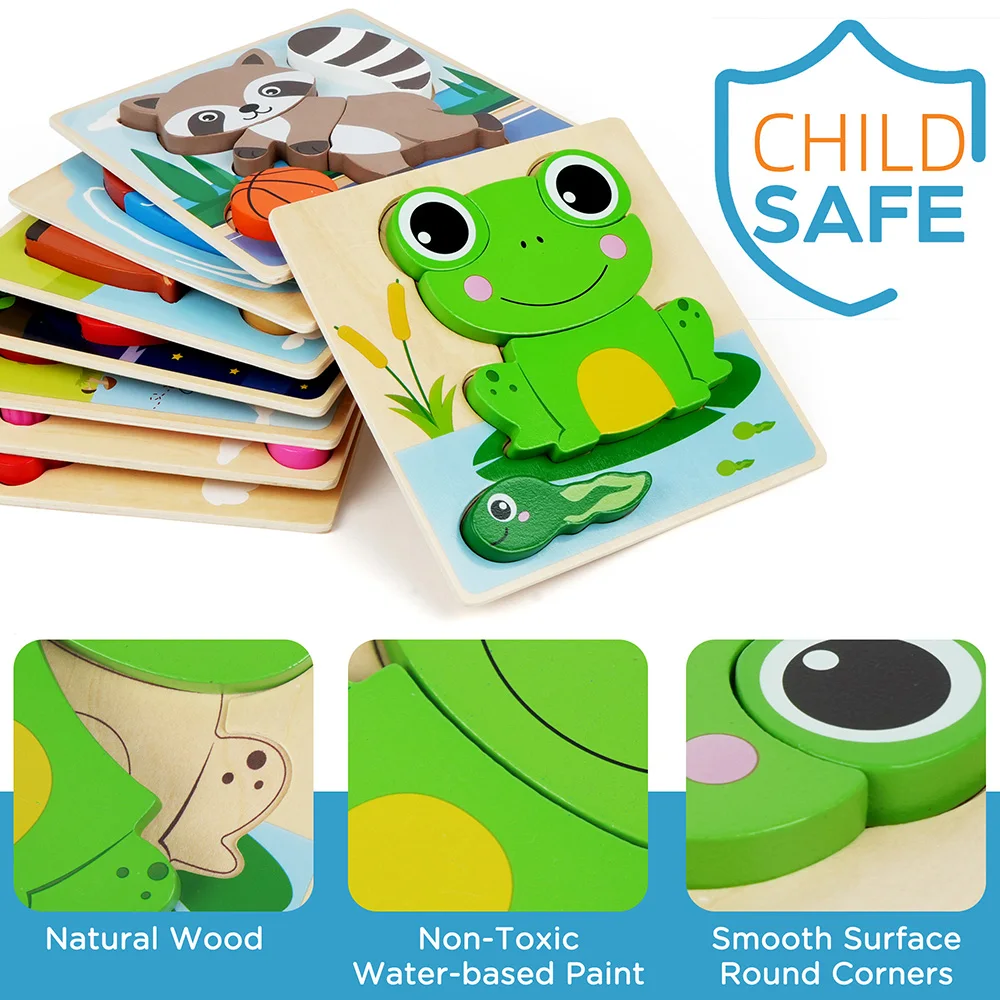 8 Pack Animal Wooden Puzzles - Image 3